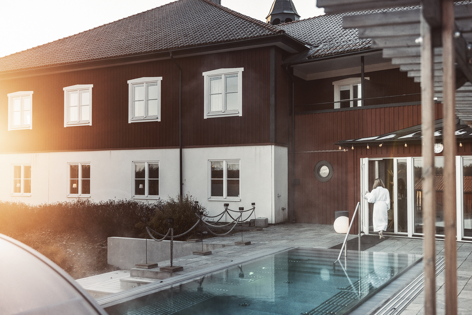 Utomhuspool på Fågelbro Säteri