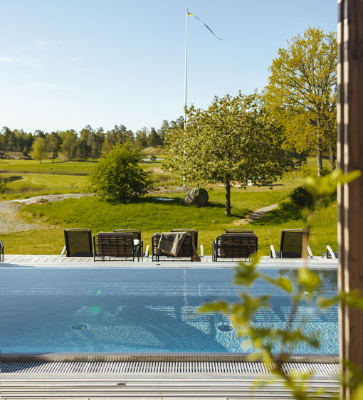 Utomhuspool på Värmdö på sommaren